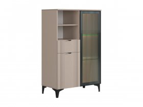 Комод 2 со стеклом Рич (кашемир/фрапучино матовый/черный) в Усть-Мае - ust-maya.mebel-nsk.ru | фото