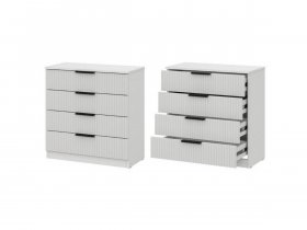 Комод 4 ящика (МДФ) Эккервуд (белый) в Усть-Мае - ust-maya.mebel-nsk.ru | фото