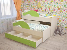 Кровать детская двухуровневая Радуга 80*160 в Усть-Мае - ust-maya.mebel-nsk.ru | фото