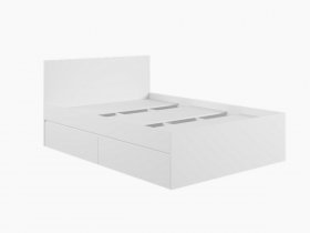 Кровать двуспальная с ящиками 1,4м Мадера-М1400 (белый) в Усть-Мае - ust-maya.mebel-nsk.ru | фото