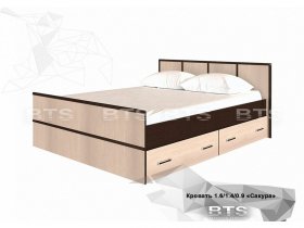 Кровать двуспальная с ящиками 1,4м Сакура (BTS) в Усть-Мае - ust-maya.mebel-nsk.ru | фото