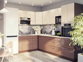 Модульная кухня Классика (ваниль/шоколад) в Усть-Мае - ust-maya.mebel-nsk.ru | фото