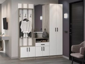 Модульная прихожая Вега (дуб крафт серый/белый) в Усть-Мае - ust-maya.mebel-nsk.ru | фото