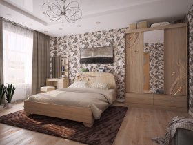 Модульная спальня Виктория-1 (дуб сонома) в Усть-Мае - ust-maya.mebel-nsk.ru | фото