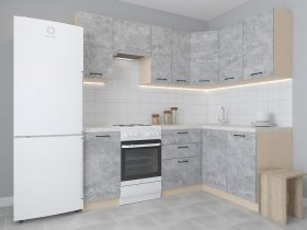 Модульная угловая кухня 1,4м*2,1м Лада (цемент) в Усть-Мае - ust-maya.mebel-nsk.ru | фото