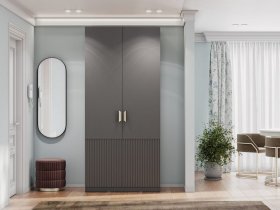 Шкаф двухстворчатый Эккервуд (Нью) (графит) в Усть-Мае - ust-maya.mebel-nsk.ru | фото
