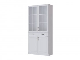 Шкаф-витрина Апполия гостиная (белый/белый дуб) в Усть-Мае - ust-maya.mebel-nsk.ru | фото