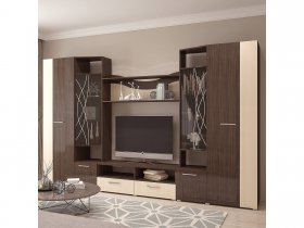 Стенка Гамма (дуб венге/дуб молочный) в Усть-Мае - ust-maya.mebel-nsk.ru | фото