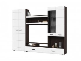 Стенка ГС-01 Либерти (венге/белый глянец) в Усть-Мае - ust-maya.mebel-nsk.ru | фото