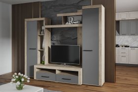 Стенка Марсель-4 (дуб крафт серый/графит серый) в Усть-Мае - ust-maya.mebel-nsk.ru | фото