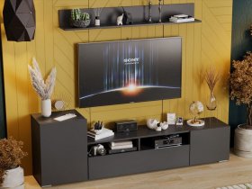 Стенка «Сильвия» (графит серый) в Усть-Мае - ust-maya.mebel-nsk.ru | фото