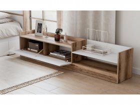 Тумба под ТВ Брауни (дуб делано/белый) в Усть-Мае - ust-maya.mebel-nsk.ru | фото